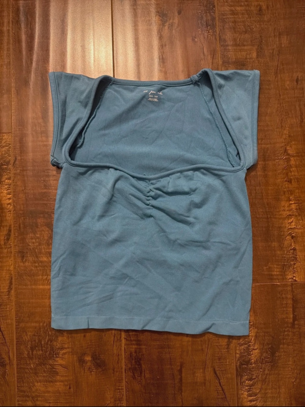 Urban Outfitters Teal Scoop Neck Cap Sleeve Crop Top